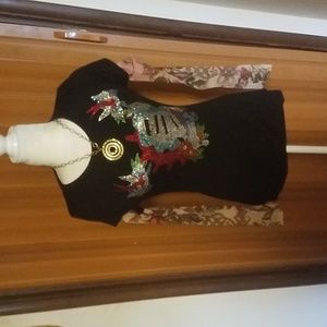 S TWELVE RHINESTONE TATTOO SLEEVE TSHIRT